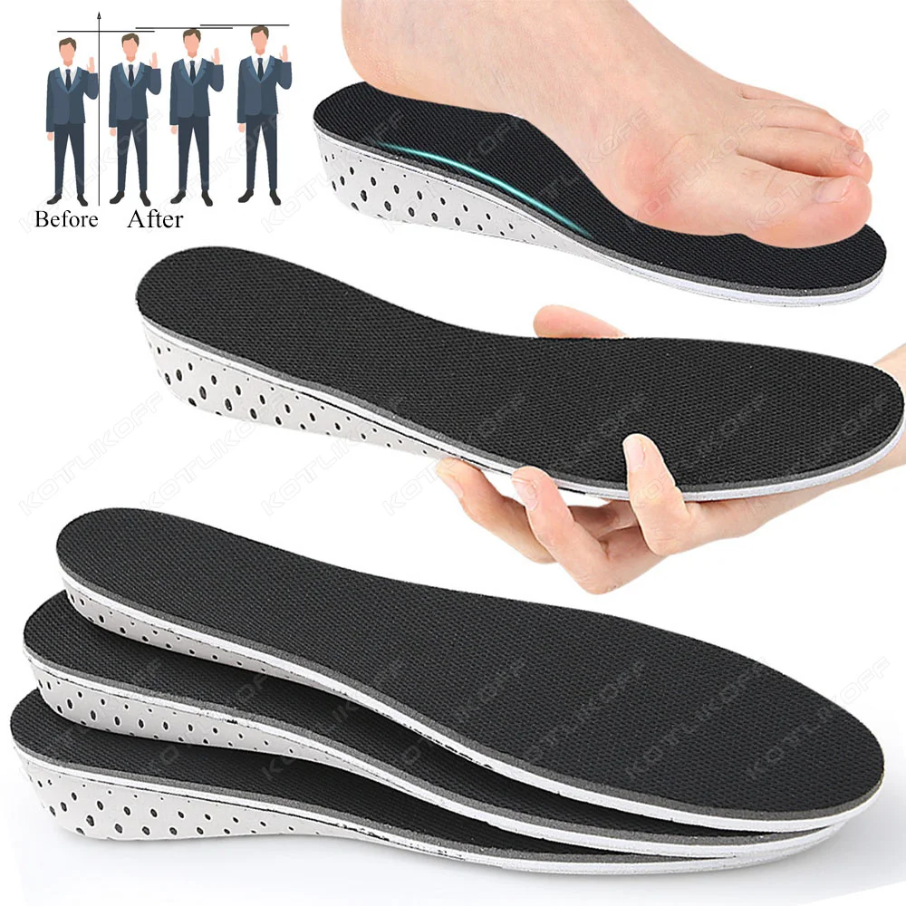 1 Paar Einlegesohlen zur Erhöhung der Höhe, Memory-Schaum, Schuhheber in voller Länge, Schuhpolster, Aufzugs-Einlegesohlen für Unisex, unsichtbare Erhöhung Image