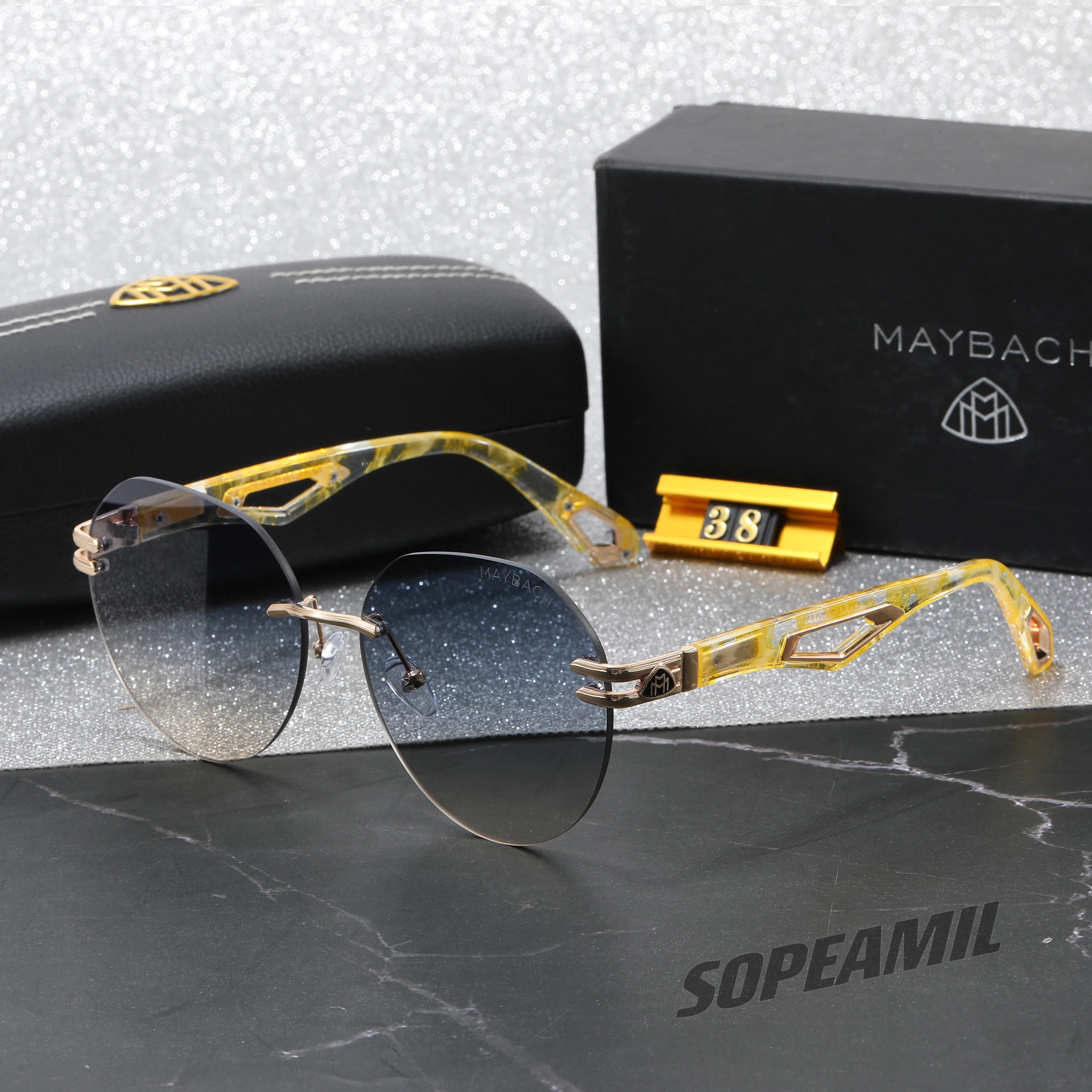 Auto HighEnd Brille UV Schutz Rahmenlose Sonnenbrille Für Maybach S Klasse S680 S650 S600 S580 S560 S500 S480 S450 GLS480 GLS600 Image