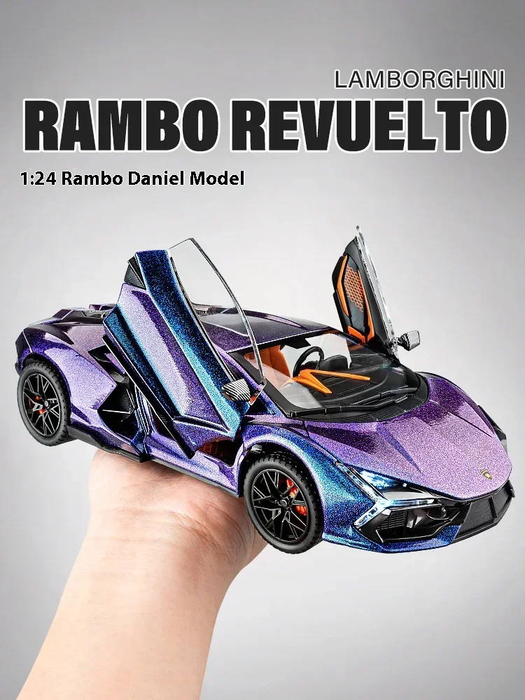 1:24 Lamborghini Revuelto Legierung Metall Druckguss Modell auto Sound und Licht Kinderspiel zeug sammeln Hobbys Geschenke mit Jungen anwesend
