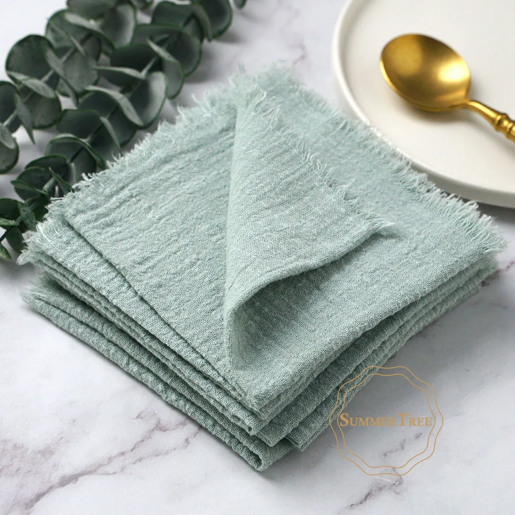 50er-Pack 32x32cm Baumwollgaze-Servietten im Vintage-Retro-Grat-Design für Hochzeit, Weihnachten, Party-Tischdekoration im Großhandel Image