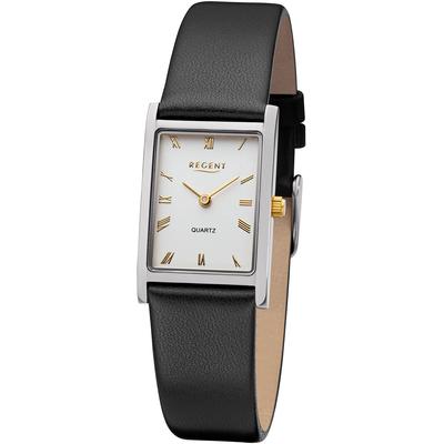 Quarzuhr REGENT, schwarz (schwarz, silberfarben, goldfarben), Armbanduhren, Damen, Armbanduhr, Damenuhr, Herrenuhr, eckig, Edelstahlarmband Image