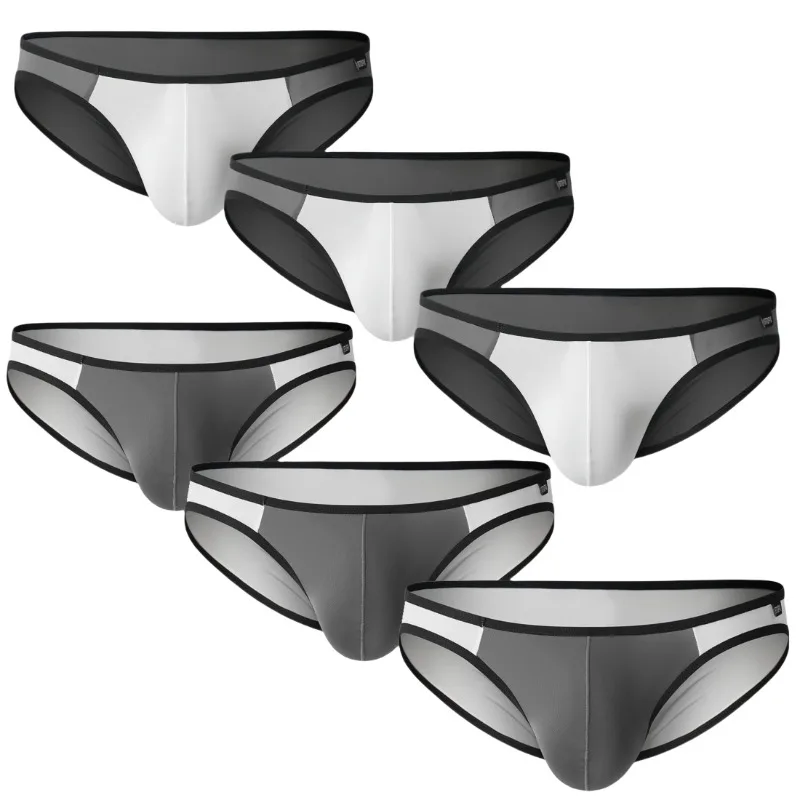 6Pack Herren Bikini Dünne Eis Seide Atmungsaktive Männer Slips U Konvex Niedrige Taille Sexy Männer Unterwäsche Image
