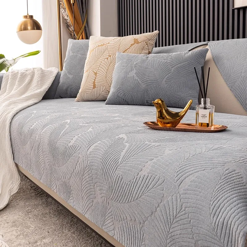 ‌ Rutschfester Sofakissenbezug aus Bananenblatt-Jacquard und Chenille – Ganzjahres-Heimdekoration mit rutschfester Rückseite, weich und langlebig Image