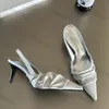 Elegante High Heels Silber Pumps für Frauen 2025, Sommer Plissee Pumps, Spitze Party Schuhe Frau