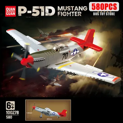 Neue WW2 USA Militär Waffen Blöcke Modell Armee DIY Ziegel Flugzeug Soldat P51D Mustang Kämpfer Image