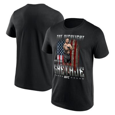 UFC Justin Gaethje The Highlight Flag T-Shirt - Black - Mens Image