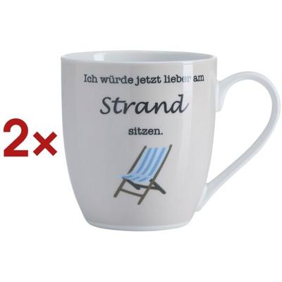 Ritzenhoff & Breker Becher Auszeit Strand 500 ml 2 Stück weiß, 10x11 cm