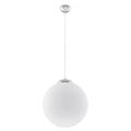 Lampe suspendue acier/verre blanc H 130 cm