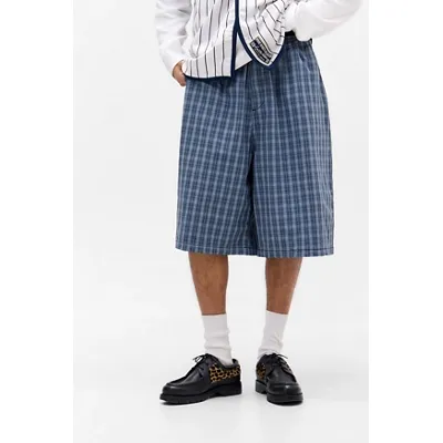iets frans. Blue Check Pop Chino Shorts - Sky 2XS at Urban Outfitters
