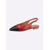 Ballerina HEINE, Damen, Gr. 37, rot (rot, schwarz), Leder, Leder, modisch, Schuhe