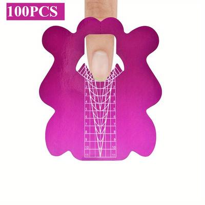 TEMU 50/100pcs Reusable Nail Extension Mold Set, Durable Non-slip Nail Stencils With , Salon-grade Manicure Tools For Nail Technicians (50 Or 100pcs) Image
