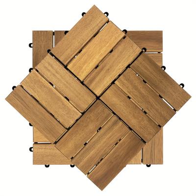 TEMU Wooden Tiles 11-55pcs Per Set, Made Of Acacia Wood, For 1-5m², 1 Of 12 Planks, For In- Or Outdoor Use, With Drainage System And , For Terrace Balcony Garden Pieces 30x30cm Image