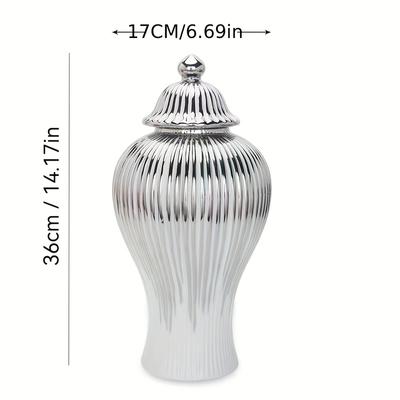 TEMU 1pc Luxury European Style Ceramic Vase - Exquisite , Contemporary Flower Arrangement, And Storage Container For Home Entryway Decor - Elegant, White, And Delicate Design For Modern Homes Image