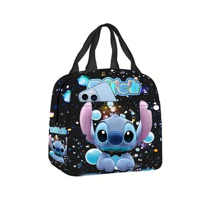 TEMU Stitch & Pink Tote Bag - Lightweight, Casual Polyester Handbag With Zipper Closure, , Travel, Work, And Gifts, Shoulder Bag | Design | Durable Handle, Ba Image