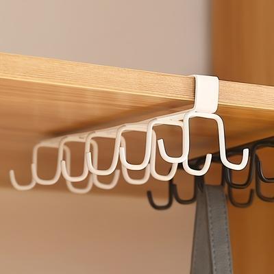 TEMU 1pc Sleek Black Double-row Iron Cup Holder - , No Drilling Required, Wall-mounted Kitchen Hook Rack For Cups & Tableware, Space-saving Design, Nodrill Installation|modern Cup Holder| Iron Rack Image