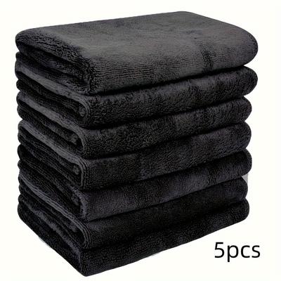 TEMU 5 Pack Soft Towel Quick-drying Face Towel Reusable Makeup Remover Cloth Fiber Towel Makeup Towel For Face Washing Black Image