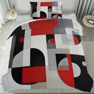 TEMU 2/3pcs Block Simple Bedding Three-piece Set, Wrinkle Resistant Machine Washable, Soft Breathable Microfiber Fabric, Suitable For Home Dormitory, Single Bed/double Bed Image
