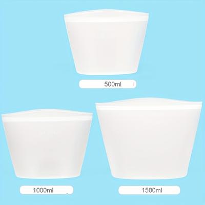 TEMU Reusable Silicone Food Storage Bags - Leakproof, Fresh-keeping For Fridge & Freezer | 17.6oz, 35.2oz, 52.8oz | Ideal For Snacks, Fruits, And Vegetables Image