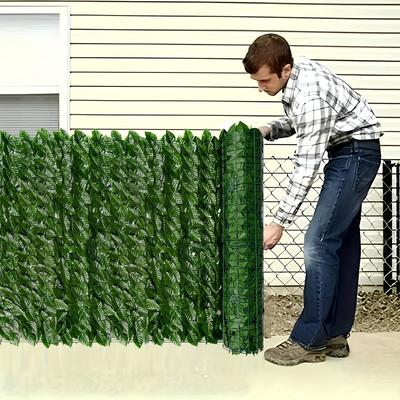 TEMU 1pc/*1m Expandable Artificial Ivy Privacy Fence Screen Plastic Panel, Suitable For Artificial , Outdoor Garden, Patio, Courtyard Decoration, Multipurpose Greenery Hedge Covering, Thanksgiving Image
