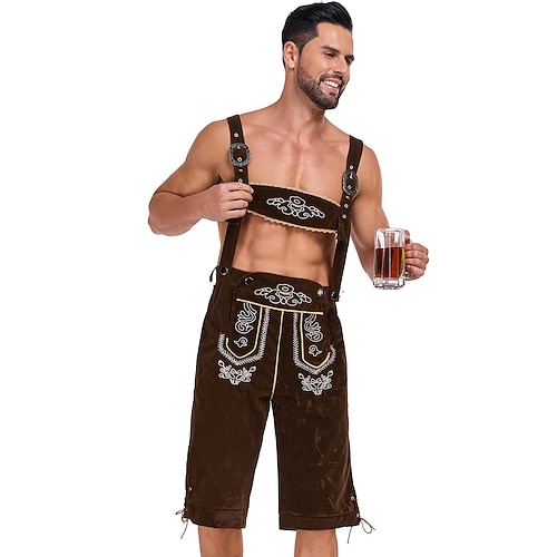 Oktoberfest Lederhosen Broderie Bavarois Allemand Munich Prairies Homme Soirée Fête de la Bière Tissu de style traditionnel