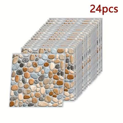 TEMU 6pcs/24pcs/48pcs Marble 3d Mimic Tile Wall Decal, Home Bedroom, Kitchen, Bathroom Stickers, Beautiful, Stain-resistant, Waterproof, Image