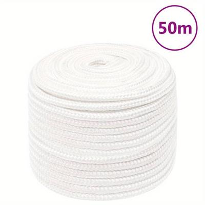TEMU Boat Rope Full White 14mm 50m Polypropylene For Camping, Sailing, Hauling, Clothesline, Boating, Kayaking, Fishing, Garden And Workshop Image