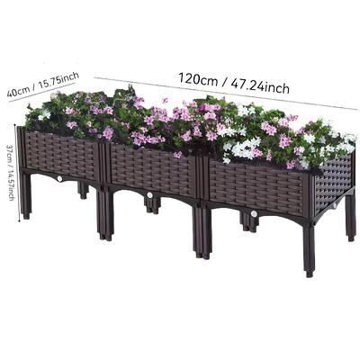 TEMU Plastic Garden Planting Box Kit - Square Planter, Extended And Deepened Gardening Containers For Balcony And Outdoor Use, Thick Vegetable Growing Boxes, Indoor Pots, Bed Image