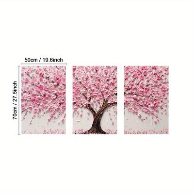 TEMU 3pcs Wall Art Prints Pictures, Flower Tree Decorative Painting, Modern Abstract Wall Decor Painting Poster, Room Aesthetic, Gift, For Living Room, Bedroom, Office, With Frame Image