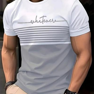 "TEMU Men' Crew Neck T-shirt With "" 3d Print - Casual Short Sleeve, Polyester , Ideal For Casual Attire & Sports" Image