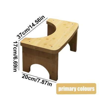 TEMU Portable Bamboo Squatting Footstool For Adults – Sturdy, Curved Design -resistant Rounded Corners, Ideal Bathroom Toilet Aid Footstool For Improved Posture Image