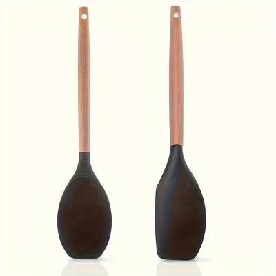 TEMU Yuhuphyllic 2pcs Silicone Spatulas With Handles - , Food-grade Silicone For Cooking, Baking, And Stir-frying - Ideal For Pots And Pans, Baking Essentials| Handles|durable Silicone Image