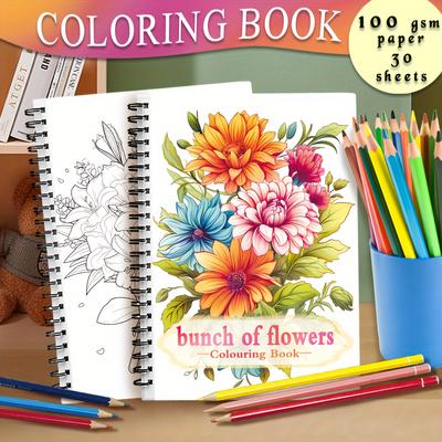 TEMU (original Brand New Thickened Pages) Adult Colouring Book - Spiral Bound, Used As Drawing Supplies, Back To School Gift, Start Of School Gift, Birthday Gift, Party Gift Image