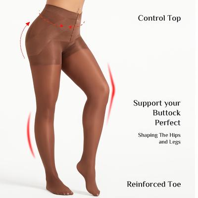 TEMU 1pc High-waist Tummy Control Shaping Pantyhose, 40d Nylon-spandex , Slimming & Lifting Design With Reinforced Toe, Hand Washable - Image