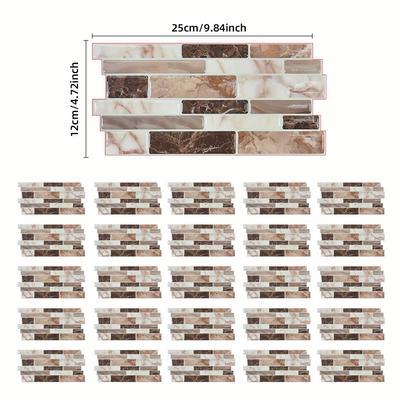 TEMU 25pcs Self-adhesive Tile Stickers, Removable Wall Sticker, Suitable For Bathroom Room Splash Guard, Waterproof Self-stick Sticker, Home Decoration, Diy Mural Sticker, Room Decor Image