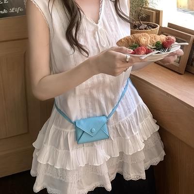 TEMU 2025 Summer New Arrival Layered Cake Sleeveless Vest Dress For Women, Spring/summer Spaghetti Strap V-neck Top 8312 Image