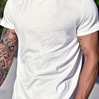 TEMU White Crew Neck T-shirt - Soft & Comfortable Casual Summer Tee, Casual Attire Image