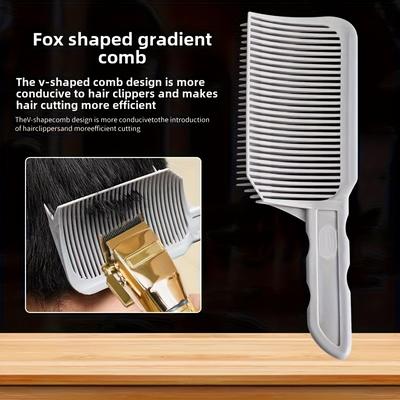 TEMU Men's V-shaped Gradient Flat Top Clipper Comb - Self-haircut Guide Tool For Precise & Styling, With Plastic Teeth For Hair Cutting & Professional Results At Home Image