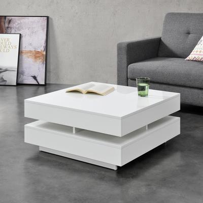 TEMU Coffee Table 75x75x35.5 Cm Side Table With Shelves Sofa Table Tabletop Chipboard Image