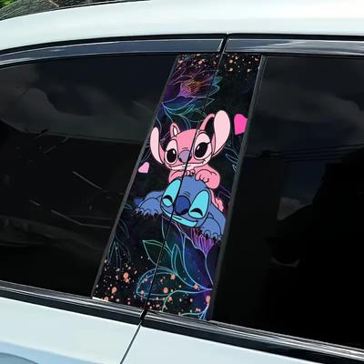 TEMU 2pcs Stitch & Car Decals - High- Self-adhesive Vinyl Stickers, Easy To Apply Geometric Cartoon Design For Cars, Trucks, Suvs - Holiday & Everyday Decoration, Funny Car Stickers Image