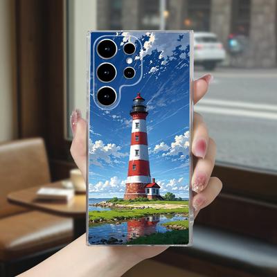 TEMU Lighthouse Clear Phone Case Compatible With Galaxy S24 S23 S22 S21 S20 A52 A52s A53 A54 A55 A34 A33 A32 A25 A24 A23 A14 A13 A05s A05 Fe 5g 4g Series Full Coverage Protective Transparent Cover Image