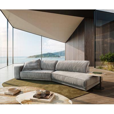DELIFE Big-Sofa Snoosh 400x150 cm Strukturstoff Soft Grau Recamiere rechts, Big Sofas Image