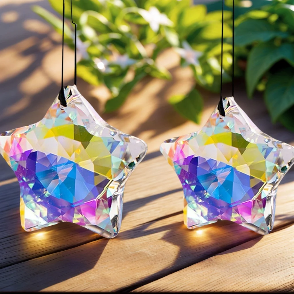 2pcs Sun Catcher Window Prism Pendant, Crystal Rainbow Manufacturing Garden Hanging Ornament, Home, Garden Art, Mother's Day, Fa