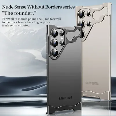 Irregular Metal Bumper Phone Case Samsung Galaxy 25 24 23 Ultra Plus Lens Film Protection Bare Aluminum Alloy Shockproof Cover