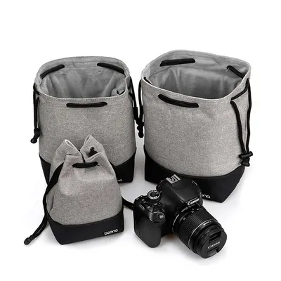 BOONA Mirrorless Camera Storage Bag Drawstring Stitching Design Waterproof Photo Lens Bag Case For Canon Nikon Sony Pentax
