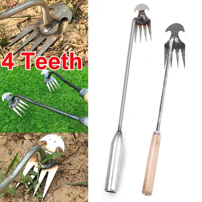 4 Teeth,30/50cm Long Handle Weeding Artifact Uprooting,Weeding Tool,Steel Forged Weed Puller Weeder,Hand Weeder Tool for Garden