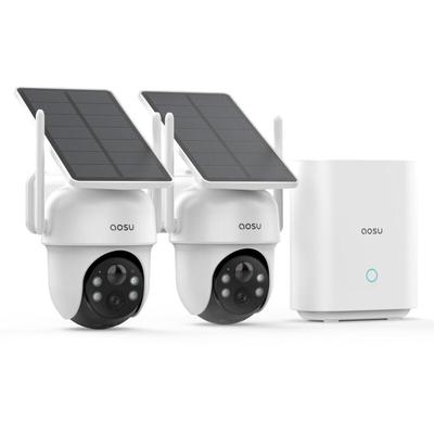 Aosu - 2K Überwachungskamera Aussen Akku Solar, 2er Kamera mit HomeBase, Keine Gebühren, Image