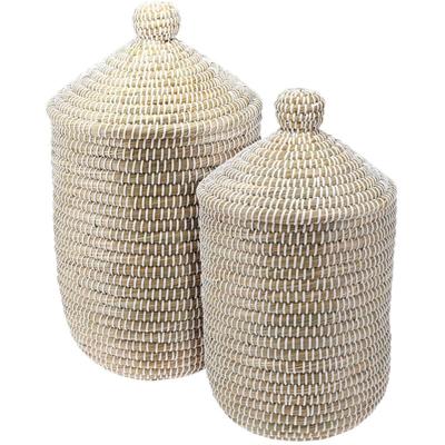 Set mit 2 Wäschekörben mit Deckel, Ø27 cm, Ø33,5 cm - Wellhome Image