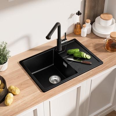 Cecipa Max - derw max 65 x 45 cm Einzelbecken Quarzspüle Granit Küchenspüle – Unterbauspüle mit Image
