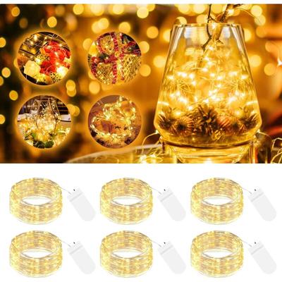 Batteriebetriebene LED-Lichterkette, 2 m, kleine Lichterkette, 20 LEDs, Silberdraht, Mini, Image