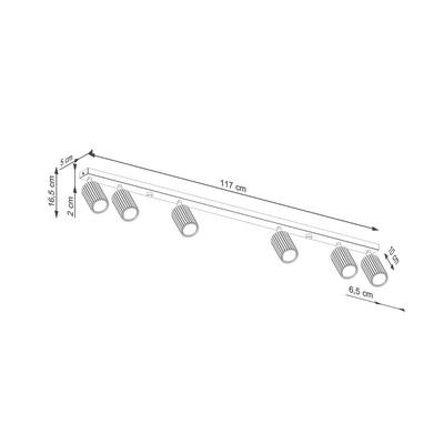 SOLLUX LIGHTING Deckenstrahler Karbon, schwarz, Länge 117 cm, Alu, 6-flg. Image